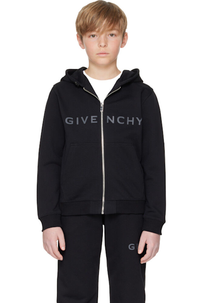 

Детская черная толстовка с капюшоном «Givenchy» 4G Zip