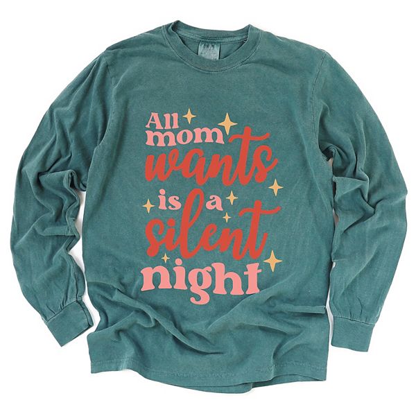 

Футболка с длинным рукавом Mom wants a silent night, окрашенная в ванне Simply Sage Market, Blue Spruce, Зеленый, Футболка с длинным рукавом Mom wants a silent night, окрашенная в ванне Simply Sage Market, Blue Spruce