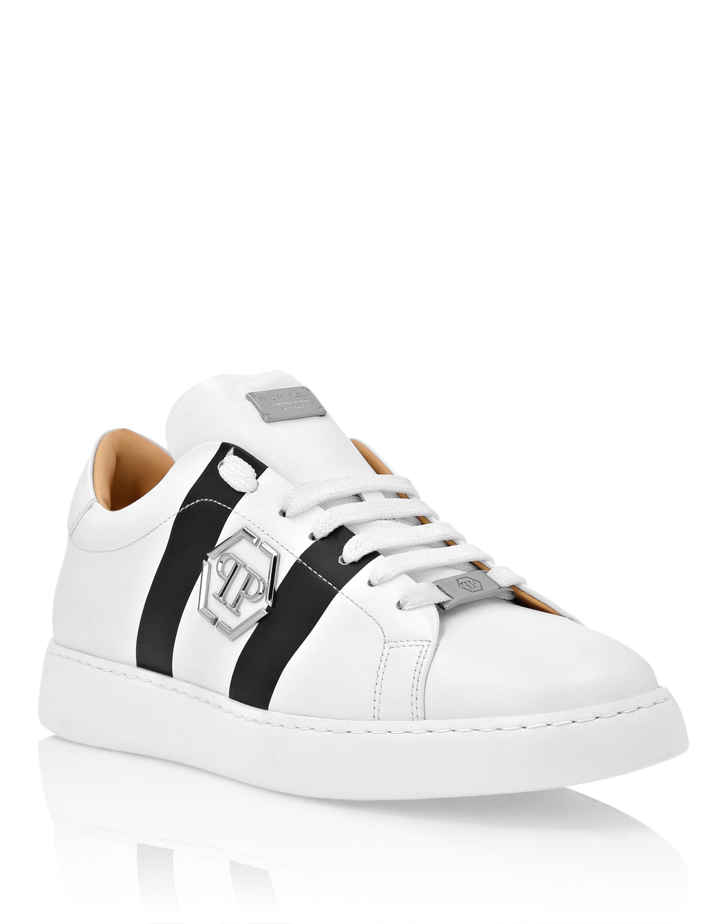 

Кожаные низкие кроссовки Hexagon PHILIPP PLEIN, белый/черный