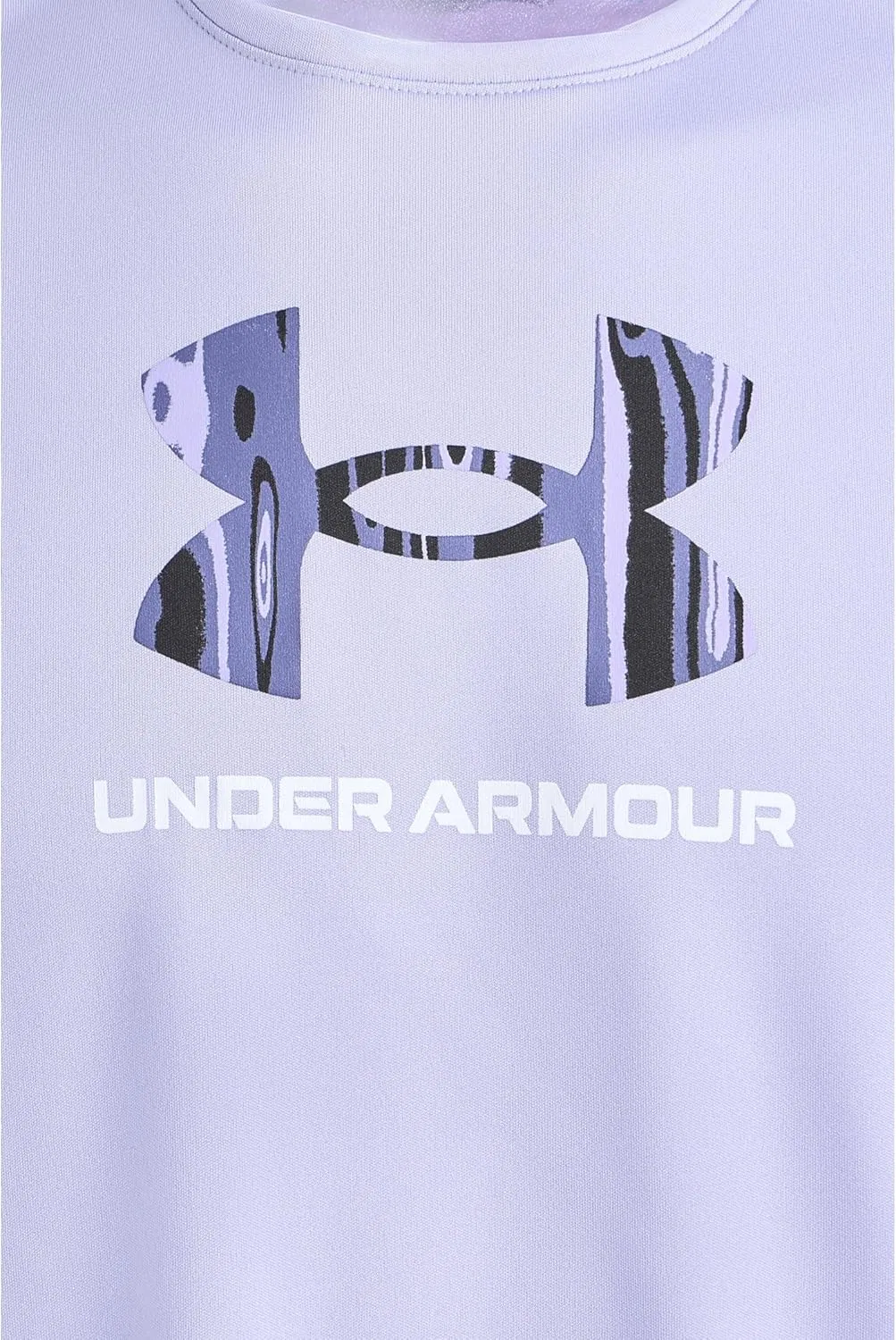 Футболка Under Armour Girls Tech Print Fill Graphic Short Sleeve Crew, Purple Crest / White — фото 3
