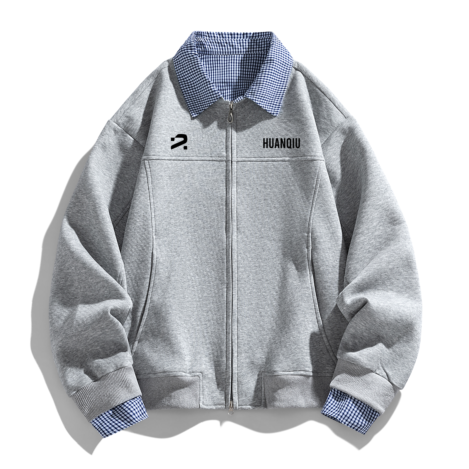 

Свитшот Unisex Lapel Moderate Mock Two Piece HUANQIU, светло-серый