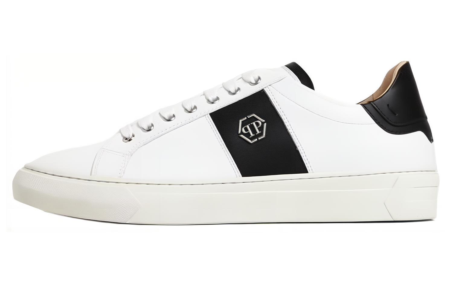 

Кроссовки кожаные с логотипом PHILIPP PLEIN, белый