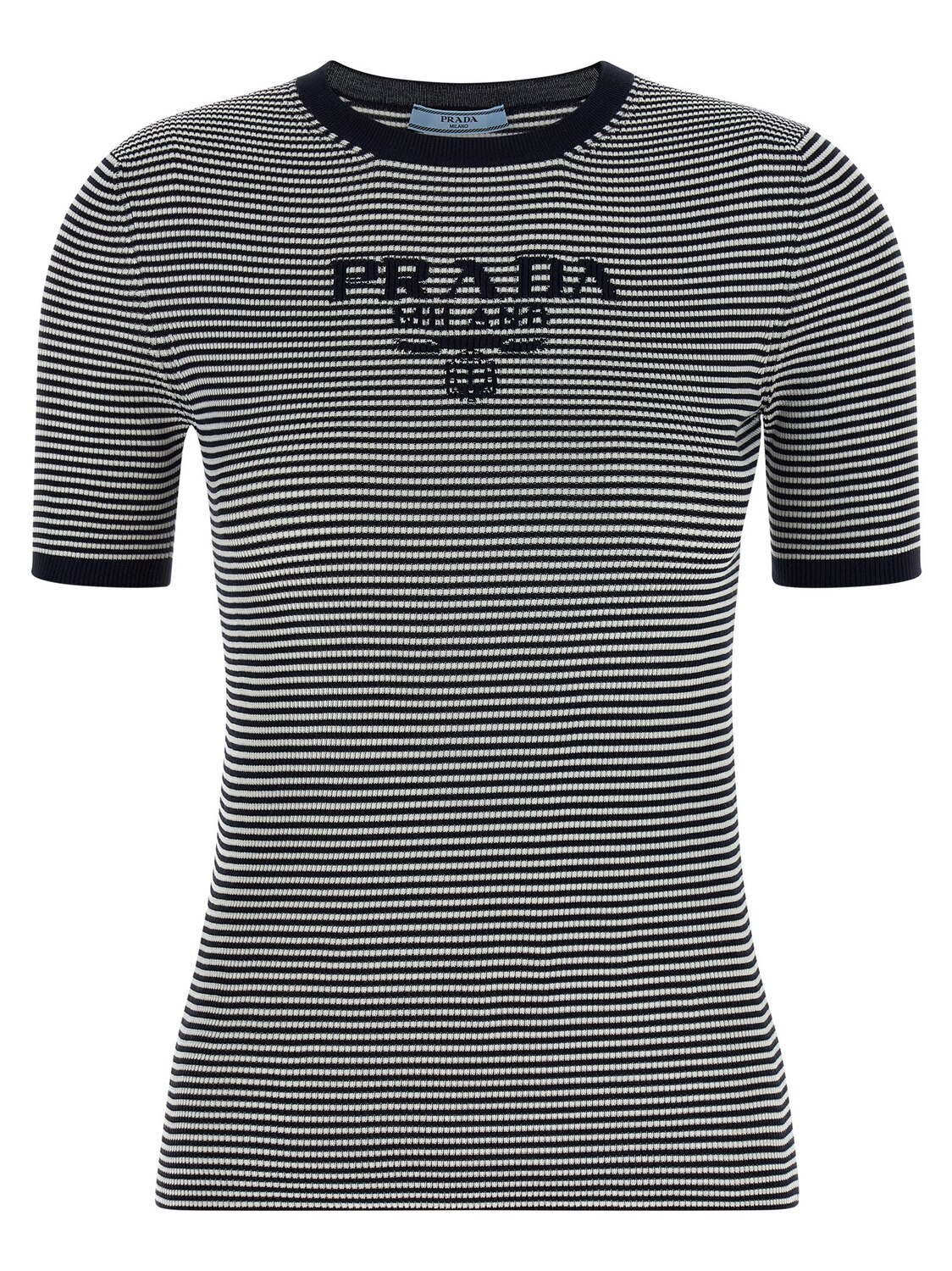 

Шелковая футболка в полоску Prada, синий