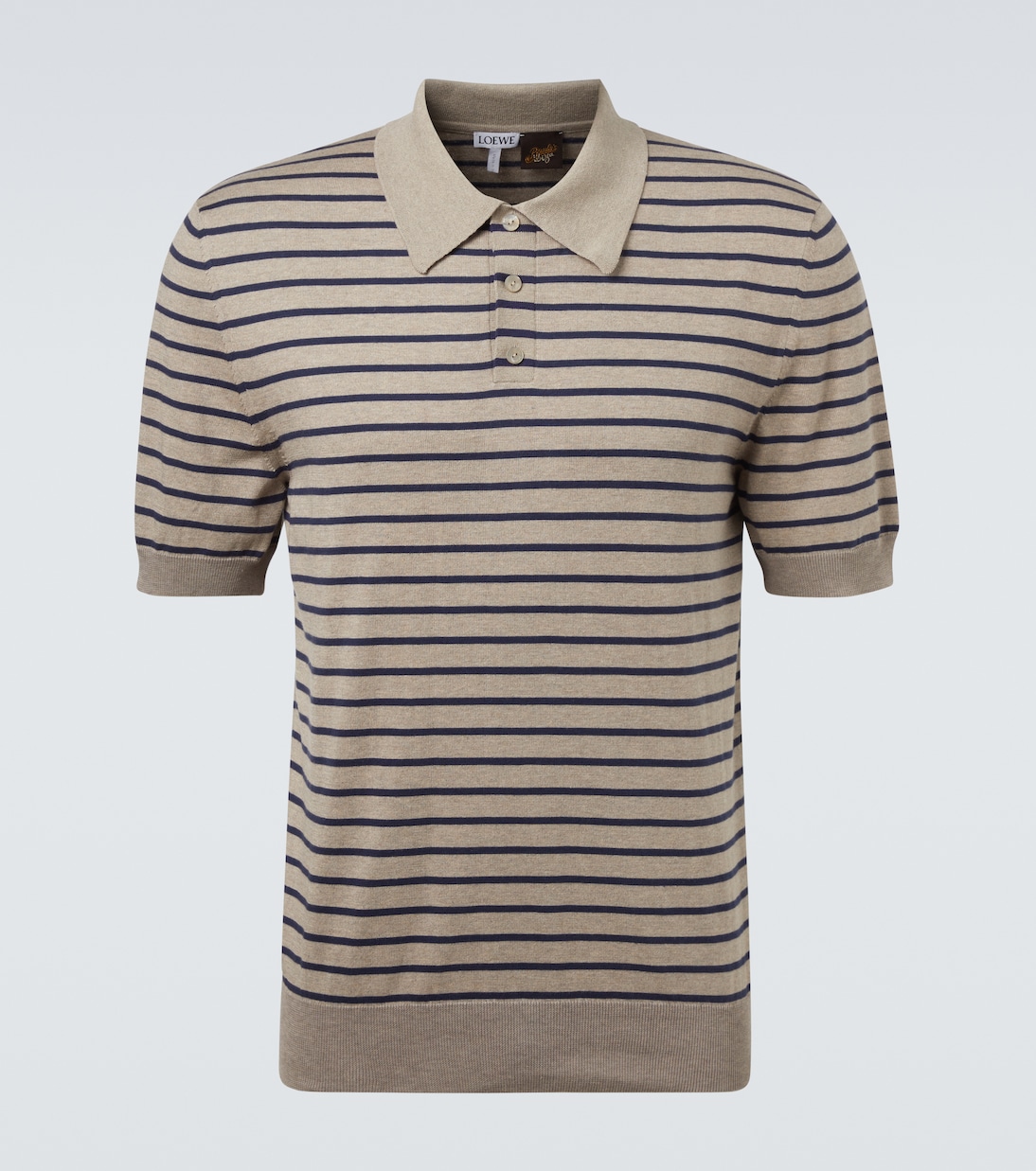 

Вязаная полосатая рубашка-поло из хлопковой смеси Loewe, Grey/Navy Blue