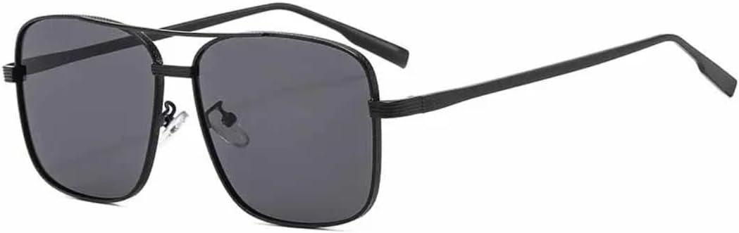 

Классические большие квадратные солнцезащитные очки с металлической двойной перемычкой для женщин и мужчин, для активного отдыха и защиты от УФ-излучения UV400 TVTBBVV, Black Gray