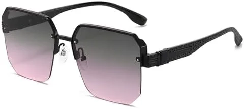 

Винтажные безободковые солнцезащитные очки 2027 года для мужчин, полуободковые солнцезащитные очки для женщин, градиентные очки, защита от УФ-излучения UV400 MTZJH, 1