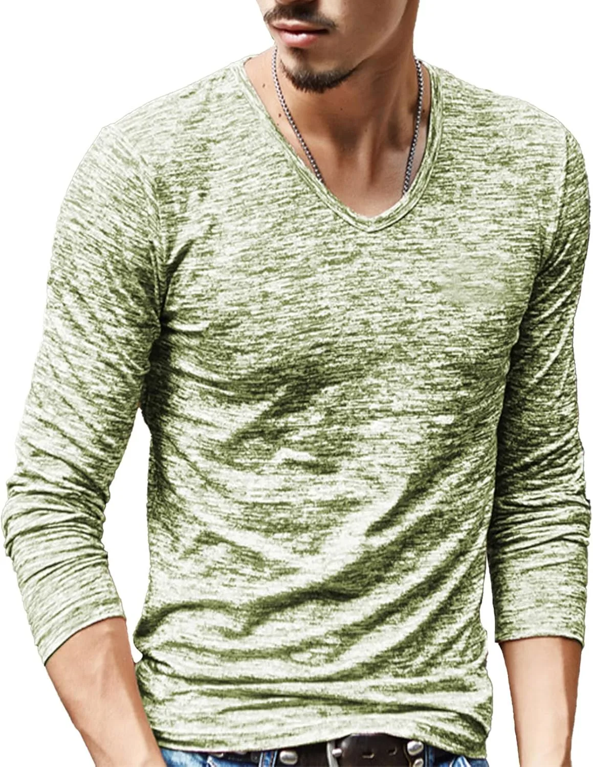 

Jugaoge мужская футболка с длинным рукавом и V-образным вырезом, Casual Sport Tee, Dry Fit