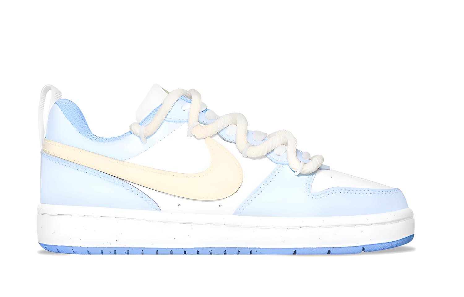 Nike Court borough soft blue love нескользкая устойчивая к истиранию низкая детские скейтбординг кроссовки white подростки — фото 2