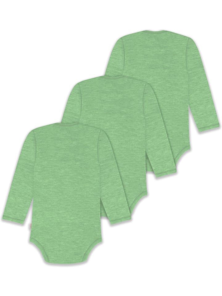 Normani Outdoor Sports Комплект из 3 детских боди с длинными рукавами из мериносовой шерсти, цвет Окленд, зеленый — фото 2