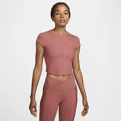 

Футболка Nike One Fitted Rib, цвет Canyon Pink/White