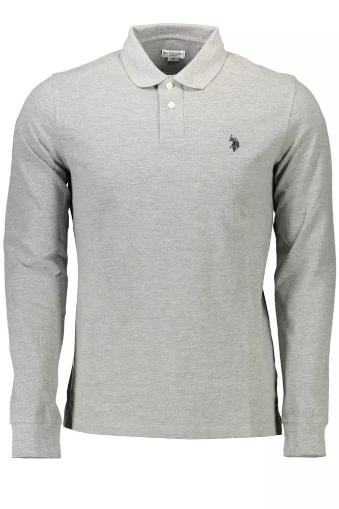 

Серая хлопковая мужская рубашка поло U.S. Polo Assn.