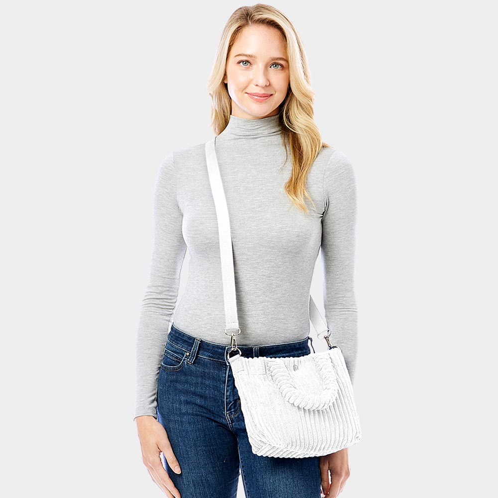 

Широкая вельветовая сумка-тоут через плечо FASHNZFAB, белый