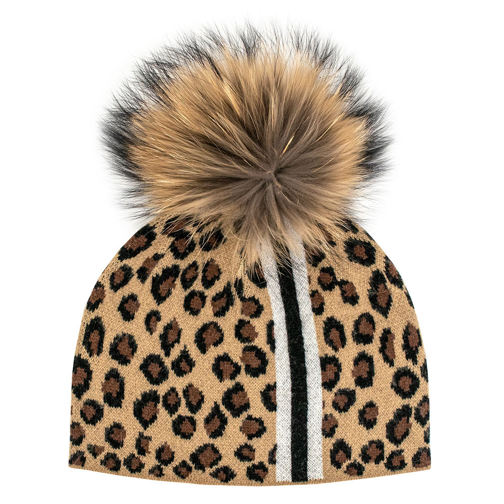 

Вязаная шапка Peter Glenn Feisty с помпоном из натурального меха (женская), Camel/Natural Fox