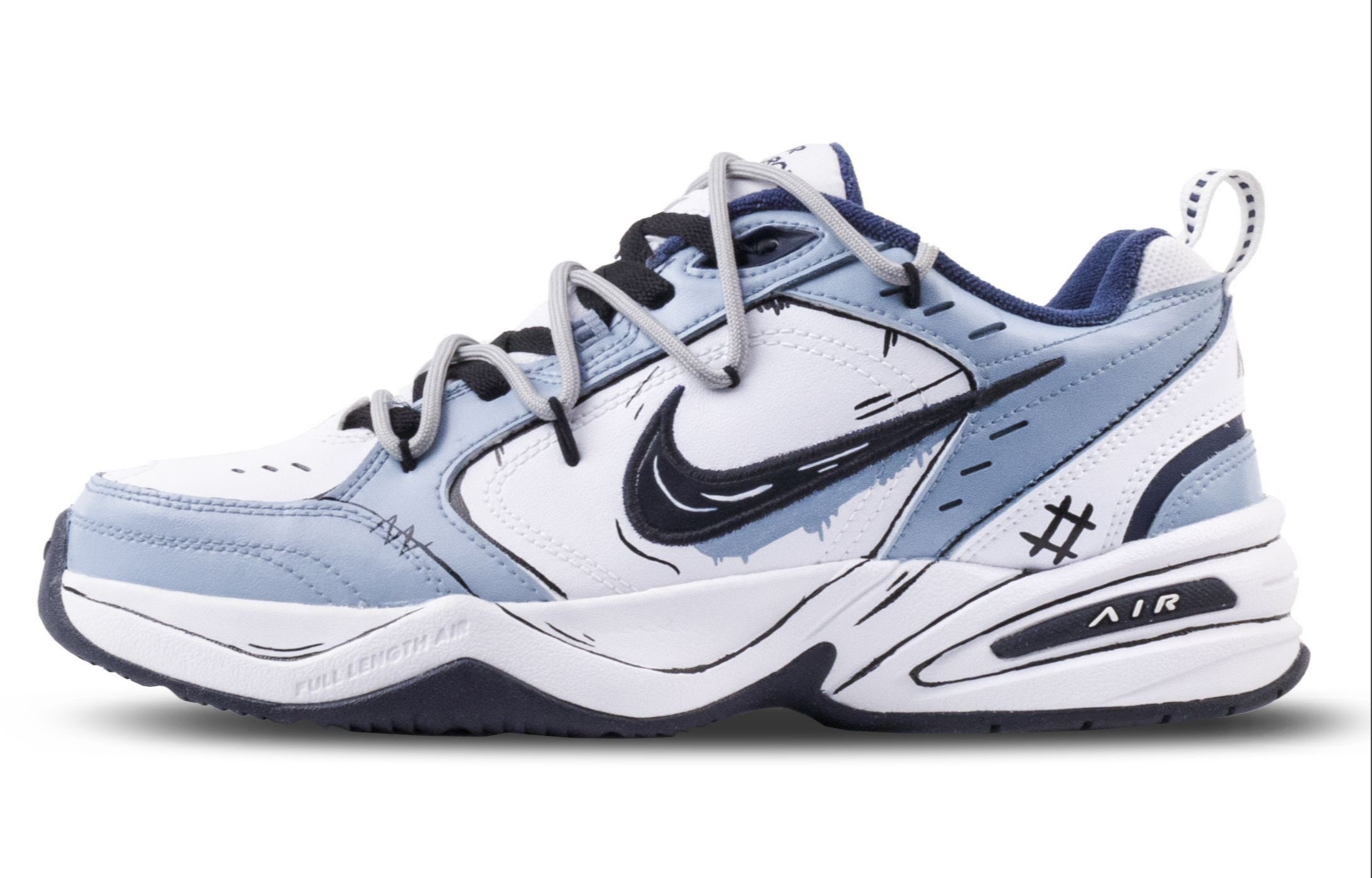 Nike Кроссовки Air Monarch 4 Wave Island Wind Low top Chunky Unisex White Blue — фото 3