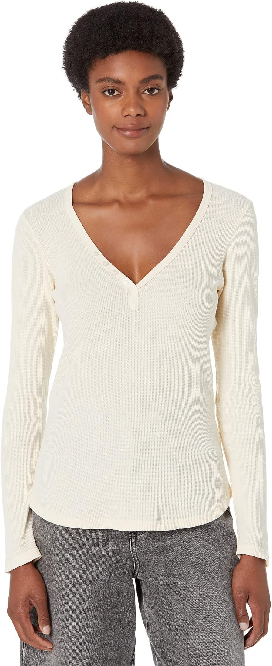 

Топ SUNDRY Henley Long Sleeve, экрю