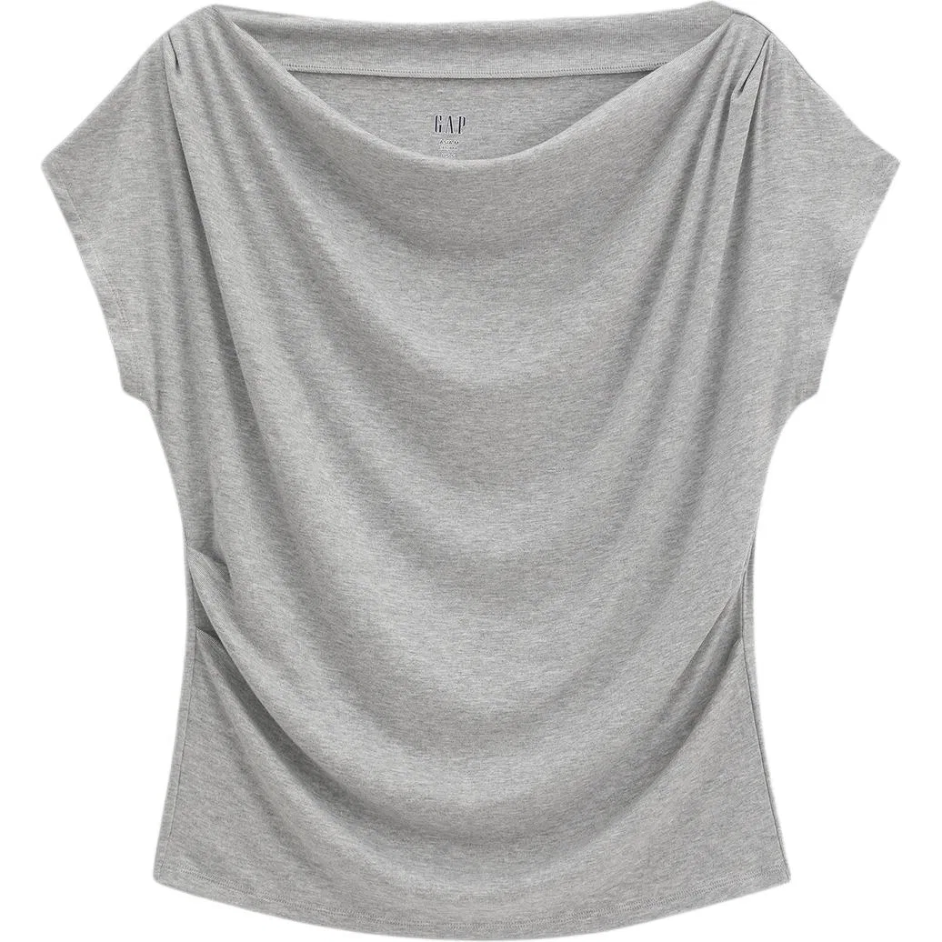 Футболка женская с драпированным воротником GAP, Light Gray