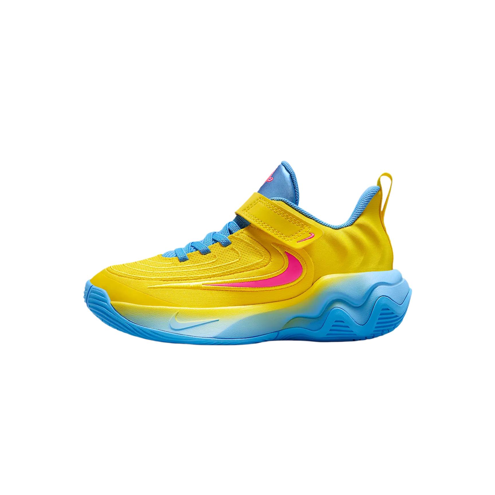 

Nike Детские баскетбольные кроссовки Giannis Immortality 4 Low-Top, цвет: светящийся желтый/университетский синий/прозрачный розовый