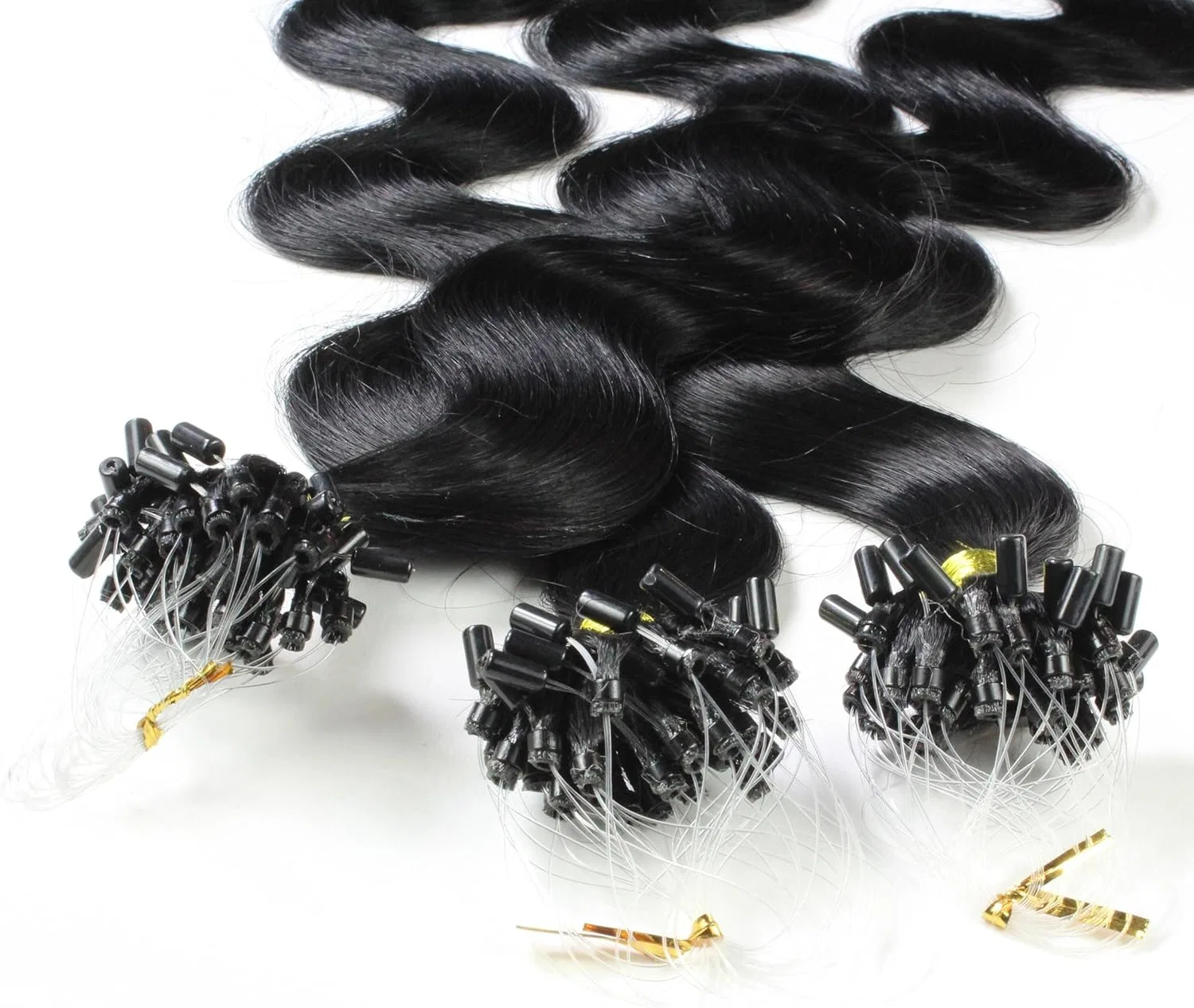 Наращивание волос Hair2Heart 50 x 1 г с микрокольцами, 40 см, черные, волнистые Hair2Heart
