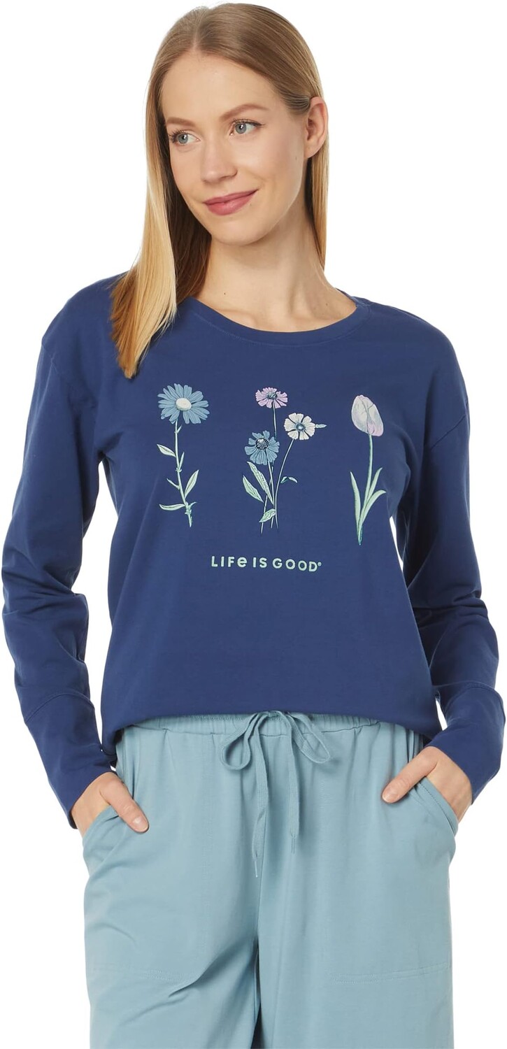 

Пуловер Life is Good Detailed Spring Flowers Crusher-Flex Tunic, цвет Darkest Blue