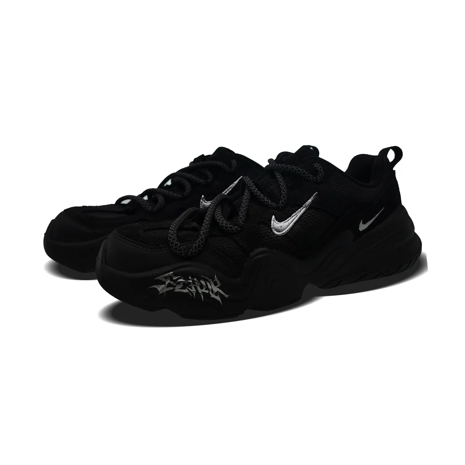 Техническая Hera устойчивые к истиранию низкие кроссовки Casual Unisex Black Silver Nike, черный серебряный — фото 4