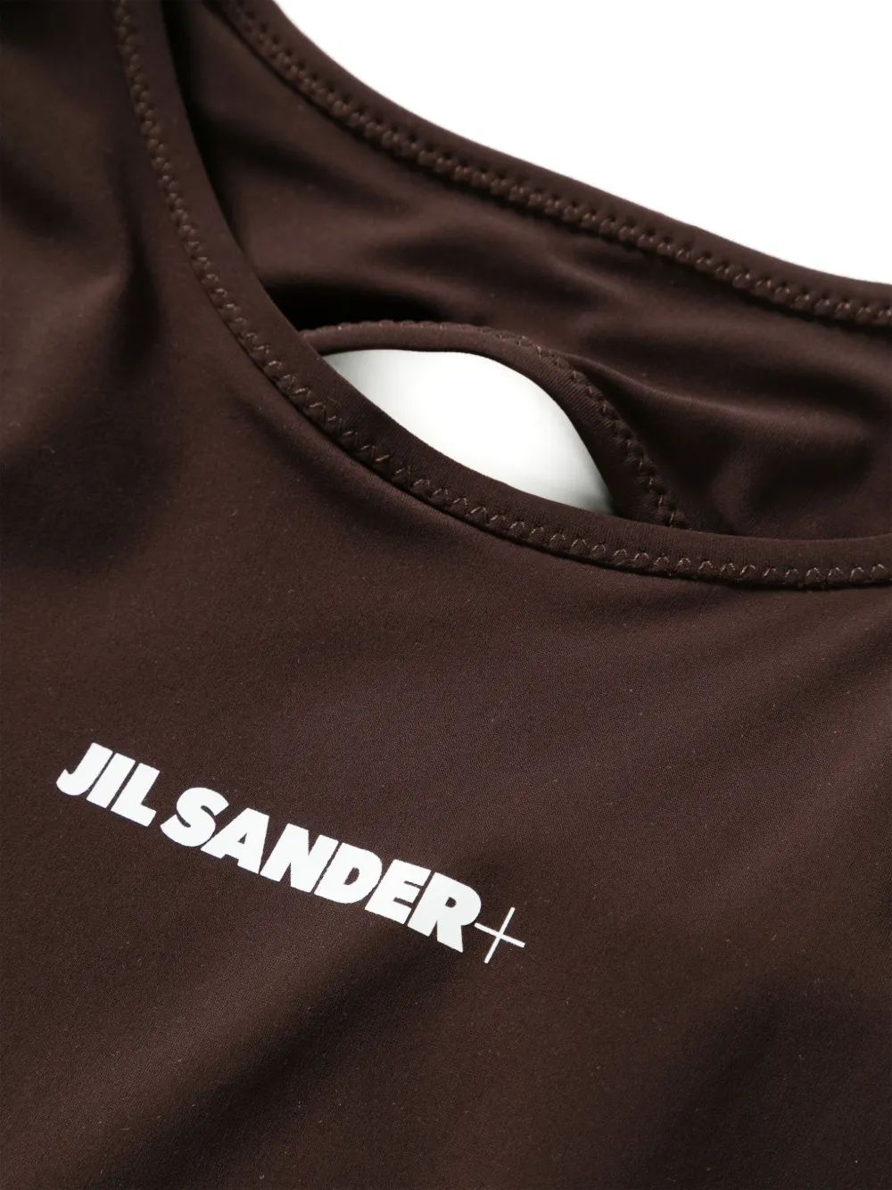 Купальник с открытой спиной и логотипом Jil Sander, коричневый — фото 3