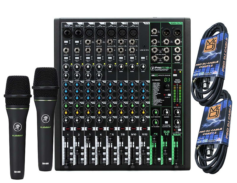 

Микшер Mackie Mackie ProFX12v3 +2 Mackie EM-89D +Free Microphone Cables