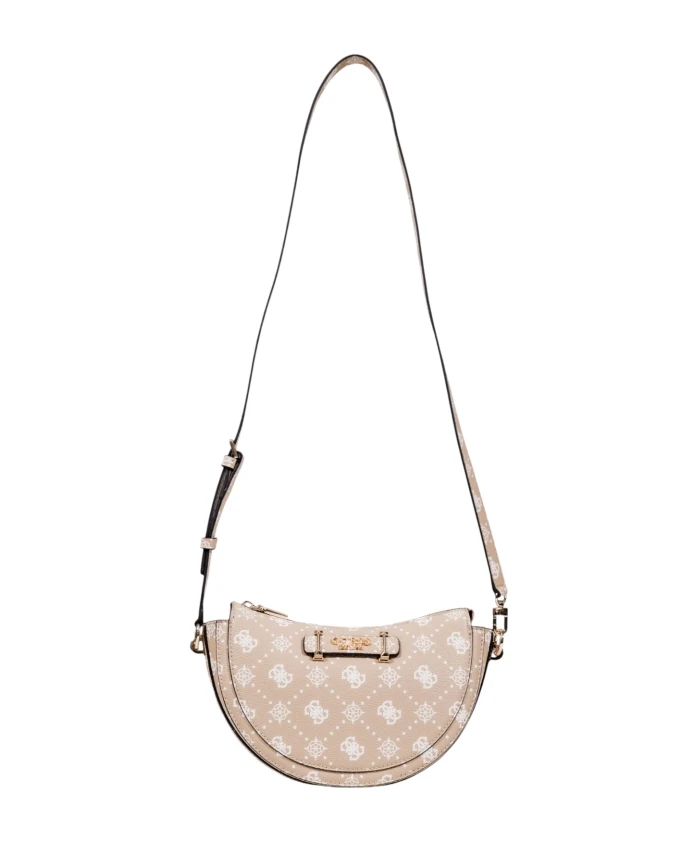 

Сумка через плечо с металлическими деталями Guess, бежевый