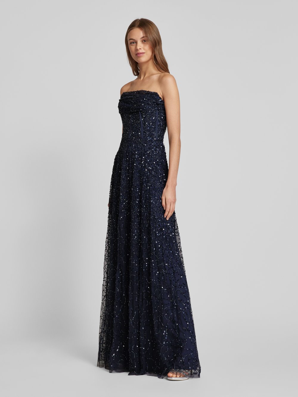 

Вечернее платье с отделкой пайетками LACE & BEADS, темно-синий