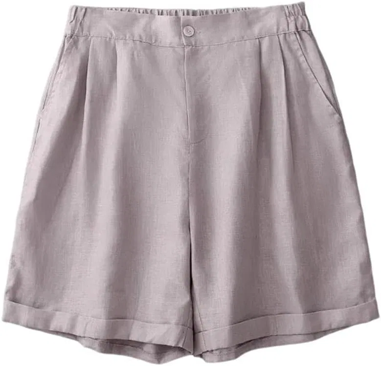 Шорты A-line, Cotton Linen, Purple