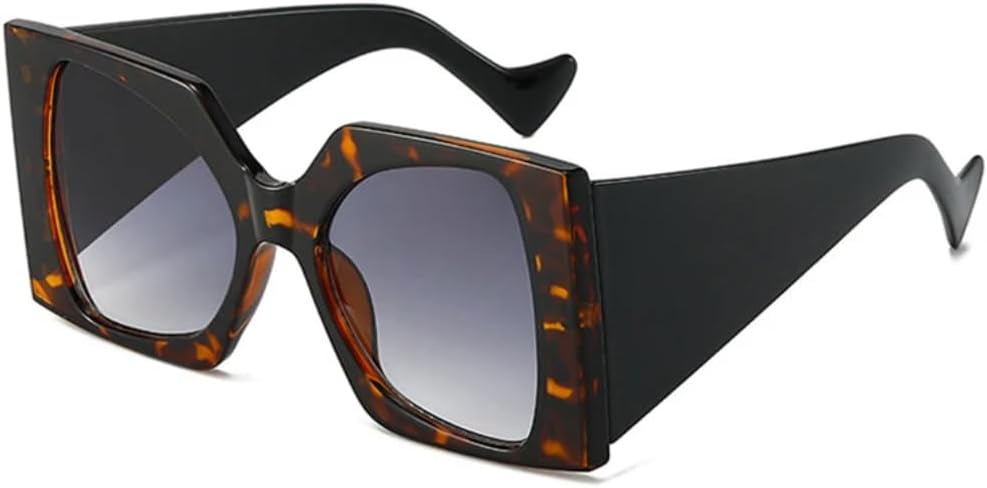 

Большие двухцветные солнцезащитные очки для женщин и мужчин в стиле ретро с градиентным покрытием и защитой от УФ-излучения UV400, модный леопардовый принт UATXTAU, Leopard Black Gray