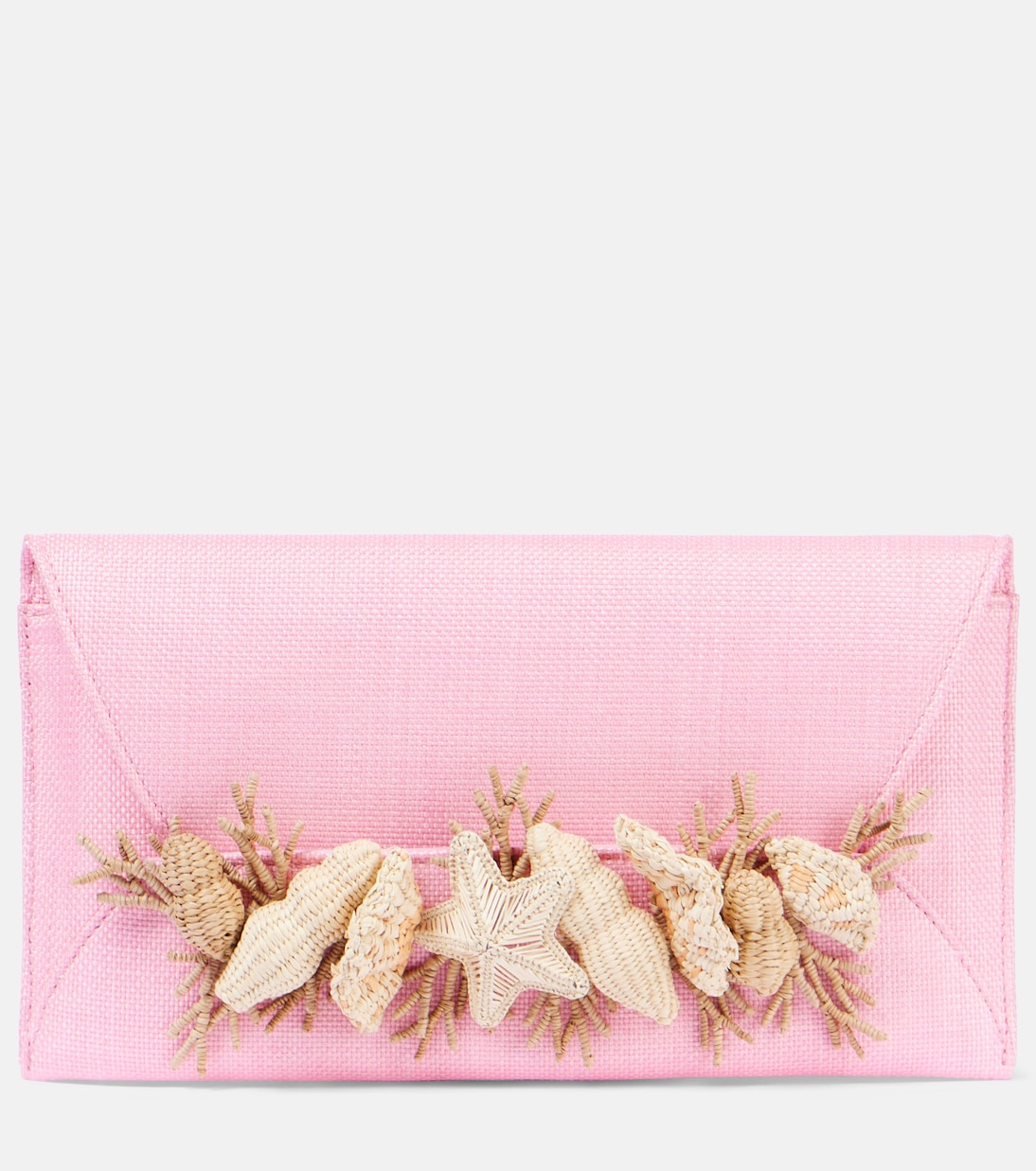 

Marea Small клатч с отделкой из рафии Aquazzura, Petal Rose/Light Gold