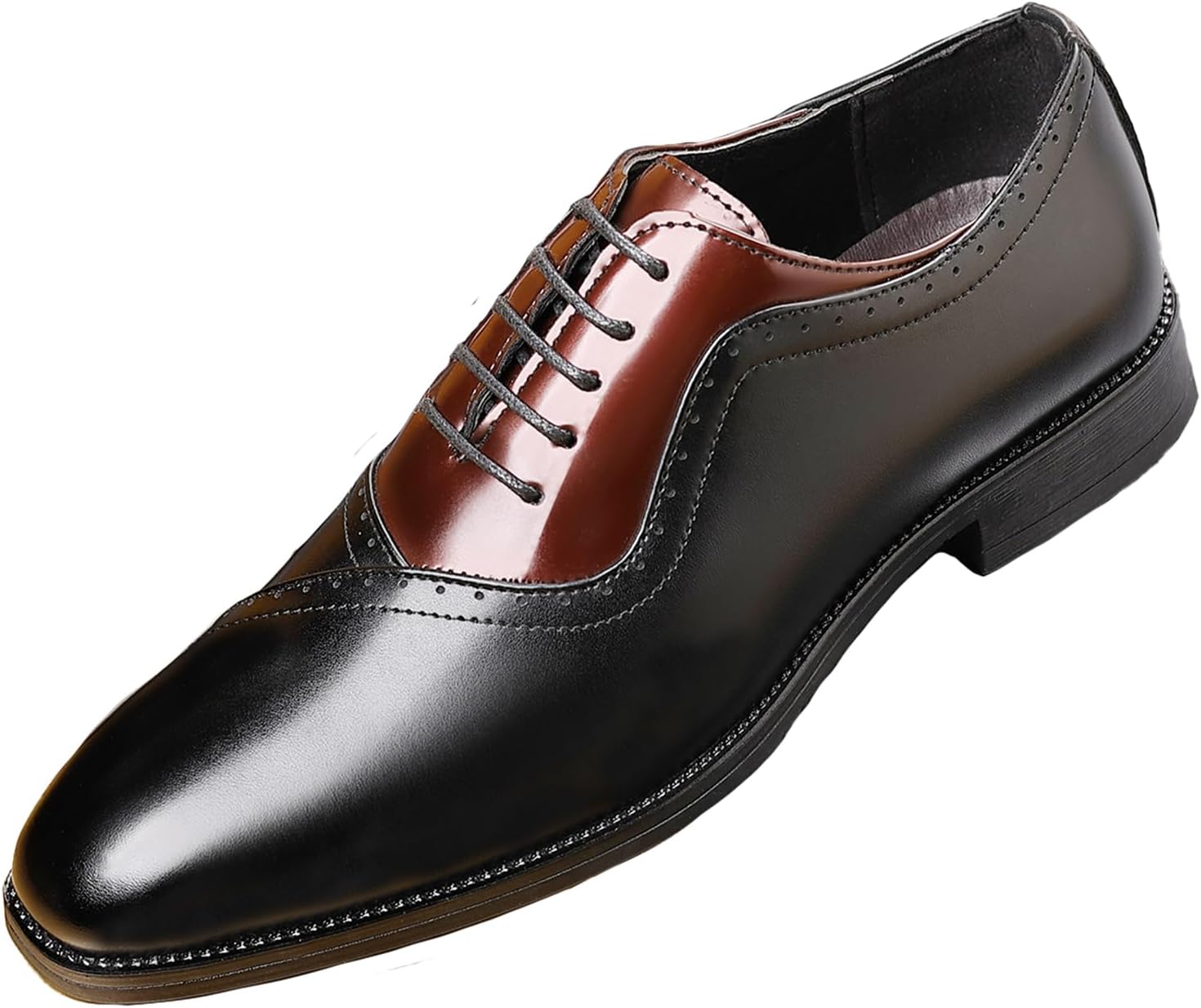 

Мужские туфли OXNEUHG из кожи с двухцветной отделкой, с оксфордской шнуровкой, резным носком, низким верхом, дерби, повседневные, для бизнеса, офиса, свадьбы и официальных мероприятий, черный