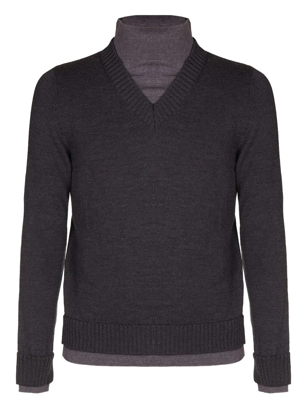 

Свитер в рубчик с V-образным вырезом Alpha Studio, серый