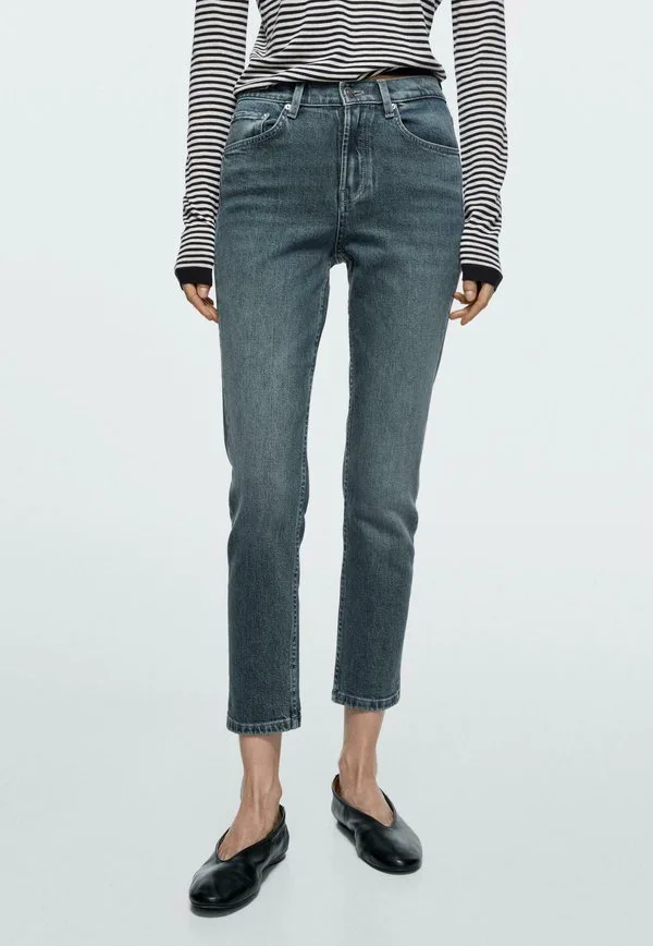 Укороченные джинсы облегающего кроя Massimo Dutti, Dark Blue