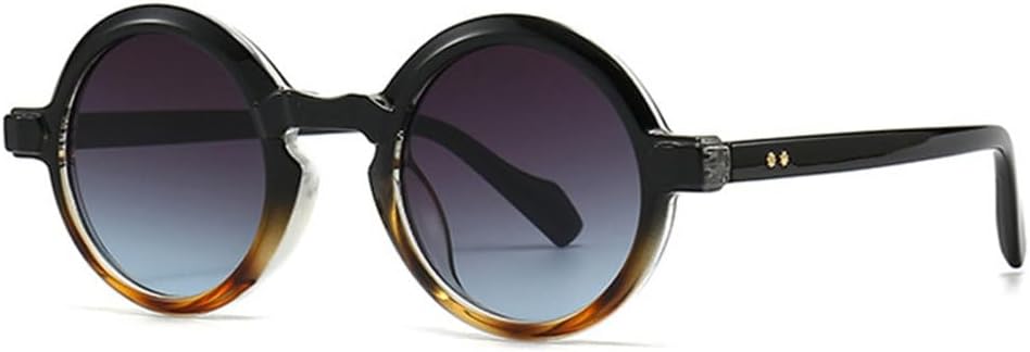 

Популярные круглые солнцезащитные очки 2027 года для женщин, ретро-градиентные очки с защитой от УФ-излучения UV400, модные панк-очки с заклепками MTZJH, Black Grey Blue