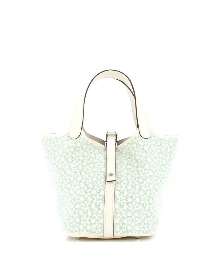 

Сумка с замком PM Picotin Lucky Daisy Printed Swift Pre-Owned HERMÉS, зеленый