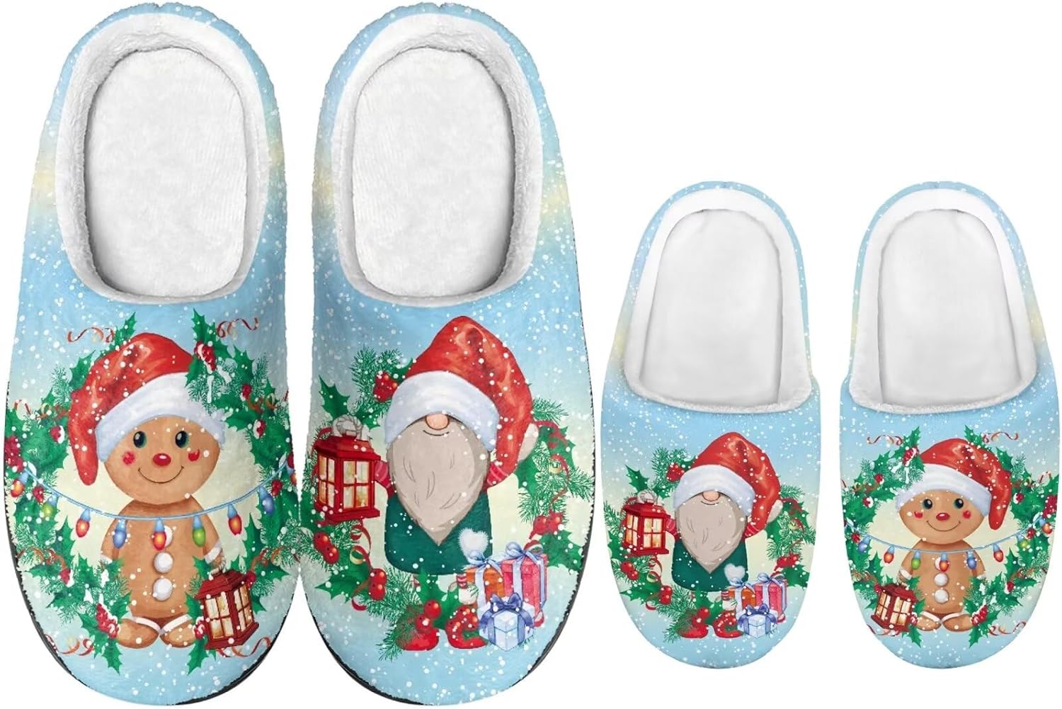 

Рождественские тапочки Dngkaoje для семьи Нескользящие домашние тапочки для мужчин и женщин, синий