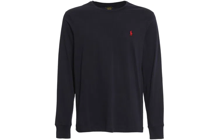 Футболка с вышивкой пони Polo Ralph Lauren длинный рукав темно-синяя