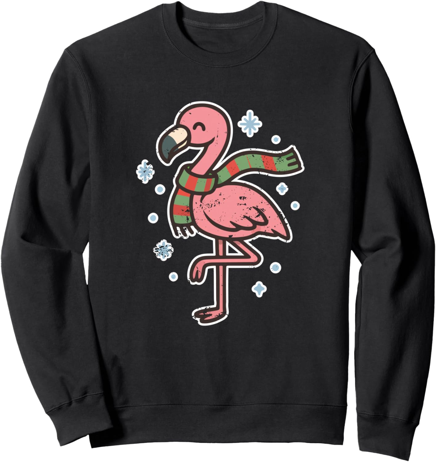 

Милая зимняя толстовка с фламинго и шарфом Flamingo Winter Cute Bird Snow Winter Lights, черный