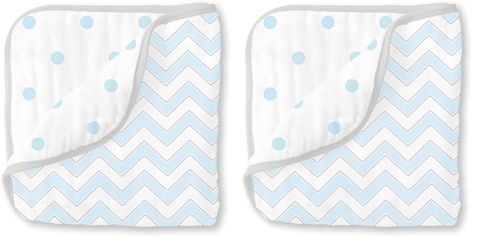 

Swaddle Designs 4-слойное хлопково-муслиновое роскошное одеяло, Cuddle and Dream для малышей и малышей, 46x46 дюймов, пастельно-синий шеврон и горошек (2 шт. в упаковке) SwaddleDesigns, Pastel Blue Chevron