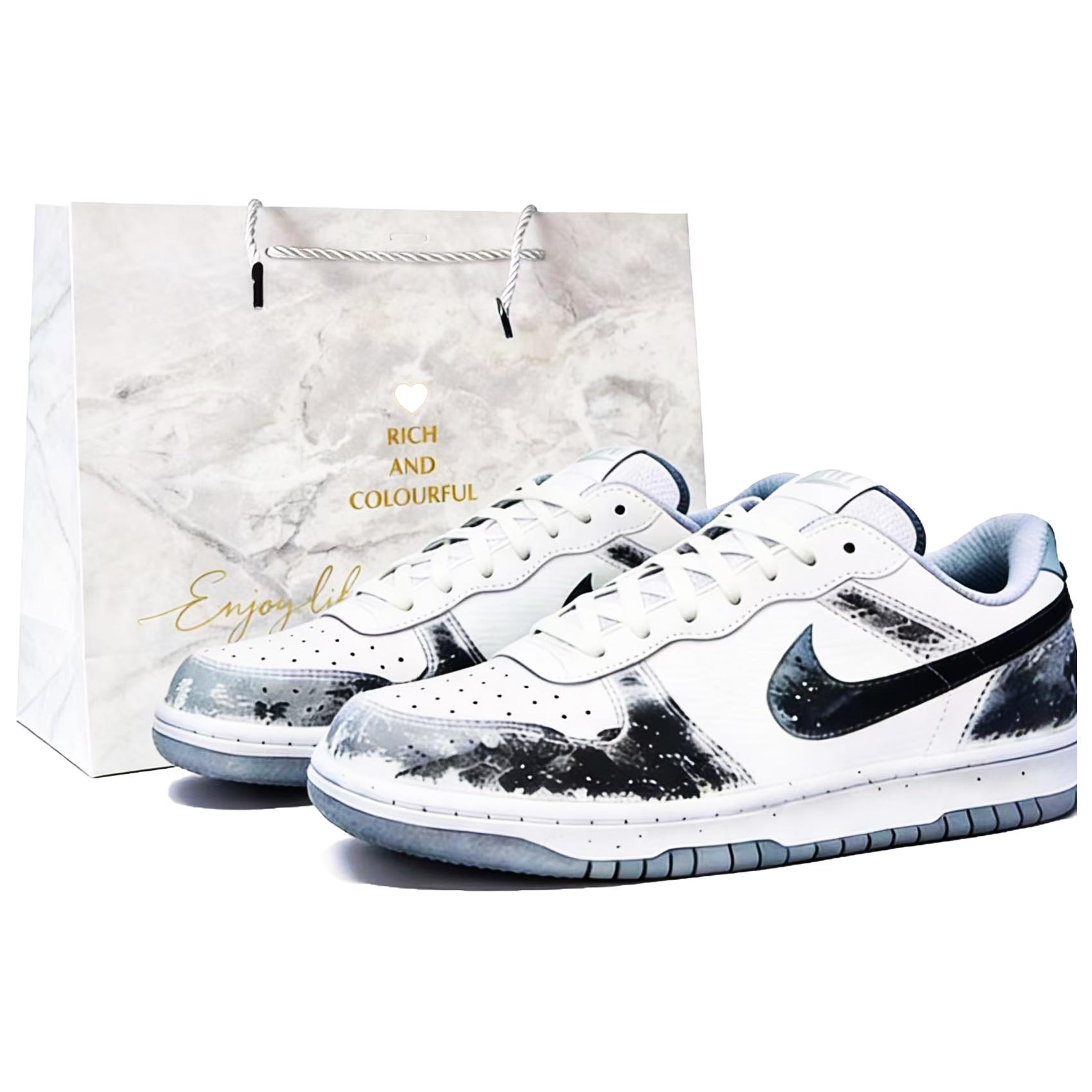 

Nike Большие устойчивые к истиранию дышащие низкие кроссовки для скейтбординга Unisex черно-белые