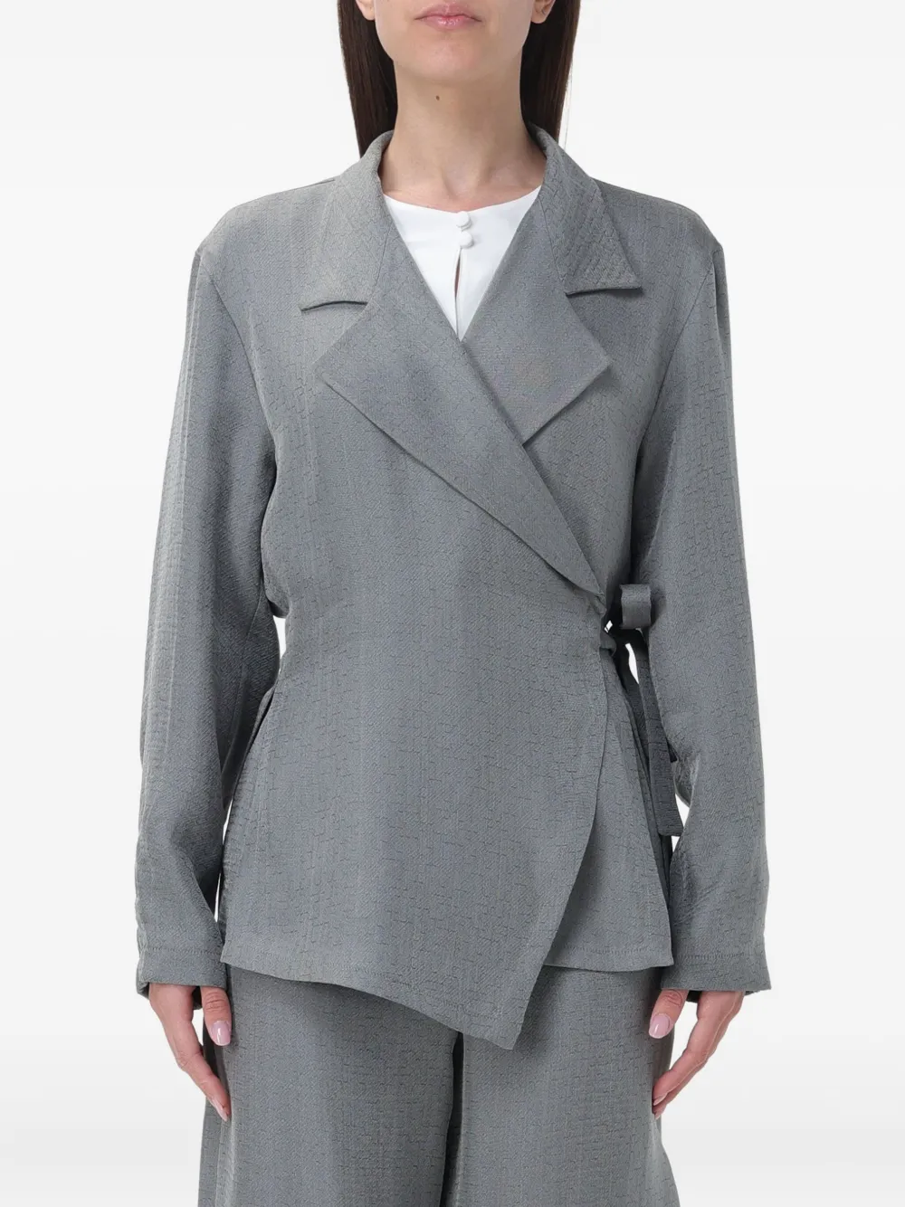 

Жакет с поясом Giorgio Armani, серый