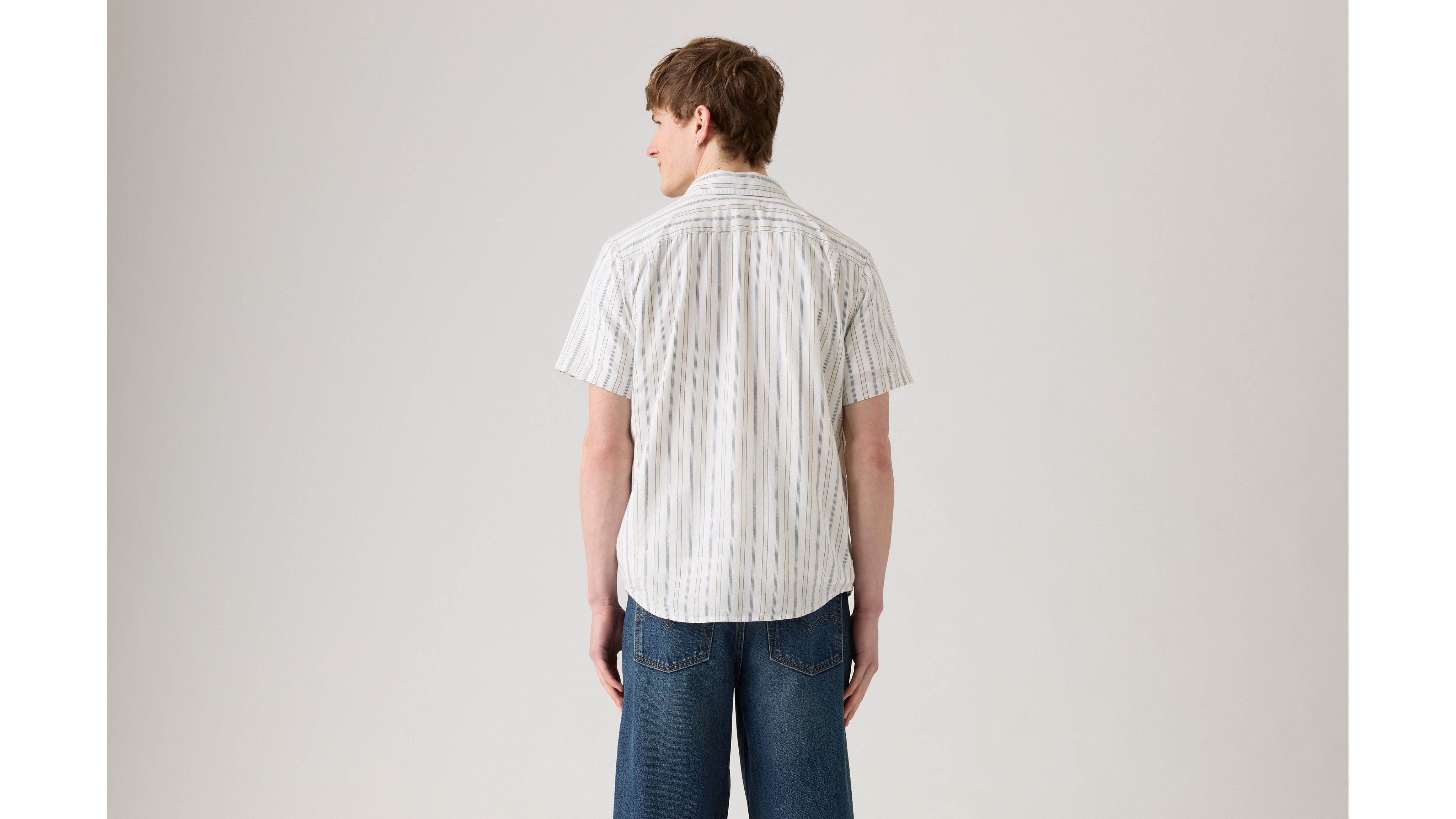 Рубашка классического стандартного кроя с коротким рукавом Levi's, Garrett Stripe Egret - White — фото 3