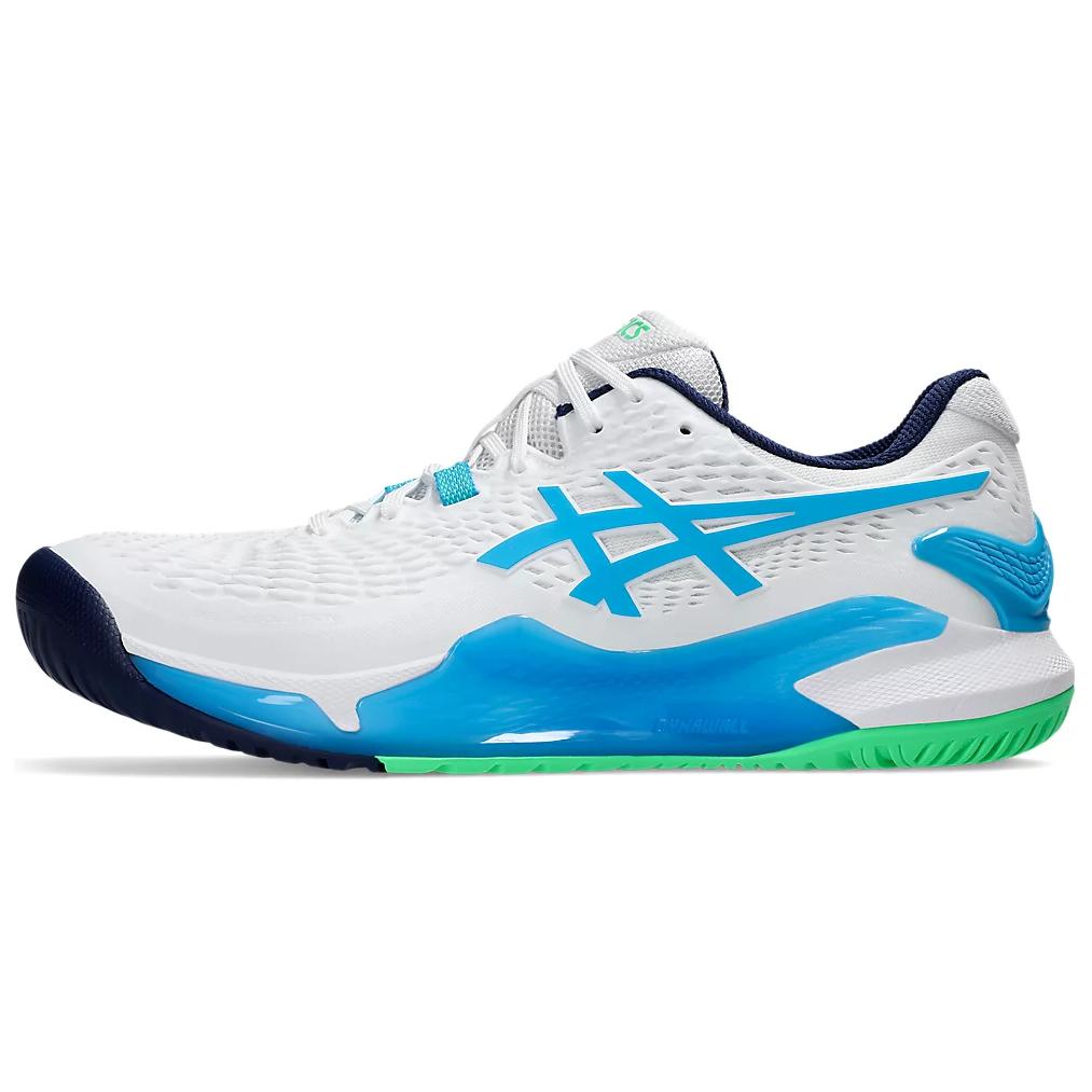 

ASICS Gel Resolution 9 White Digital Aqua в бело-голубом цвете, цвет White/Blue