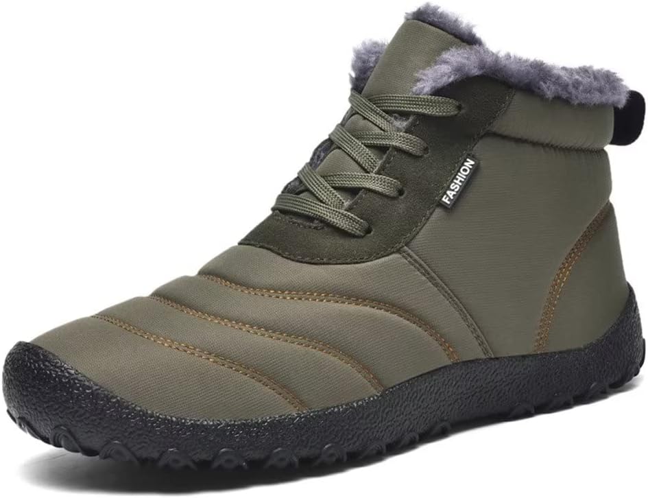 

Мужские зимние ботинки Stunner для снега, утепленные, водонепроницаемые, с противоскользящей подошвой, меховая подкладка, повседневные легкие ботинки для прогулок, темно-зеленый