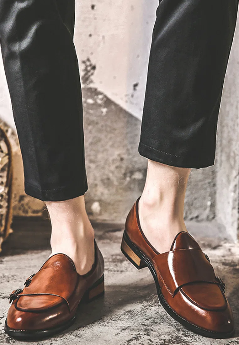 Туфли-лоферы, двойная пряжка, искусственная кожа, MC22023 Twenty Eight Shoes, коричневый — фото 4
