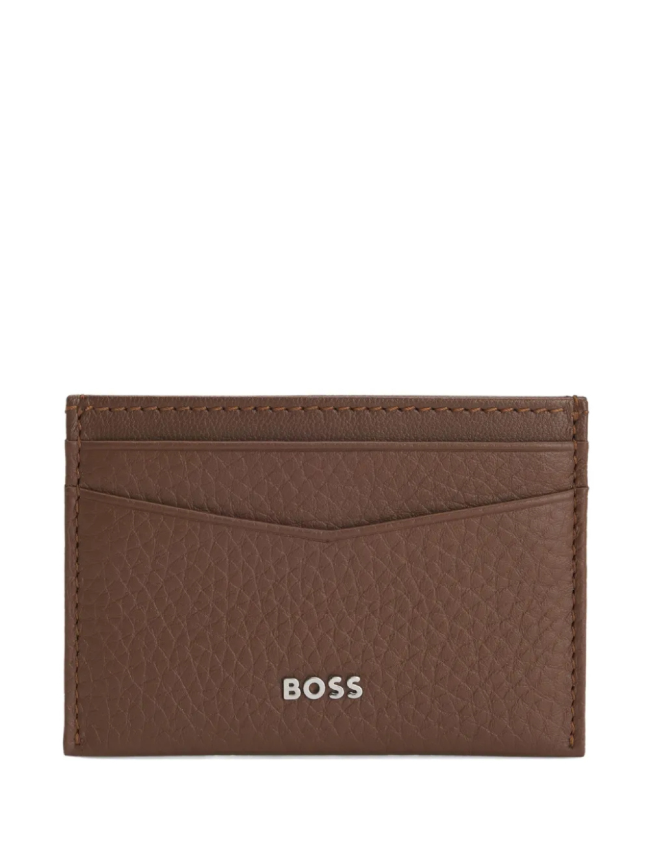 

BOSS картхолдер из зернистой кожи, коричневый