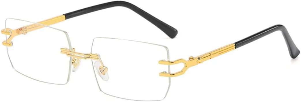 

Солнцезащитные очки без оправы, прямоугольной формы, роскошные, модные, унисекс, в металлической оправе, мужские, коричневые, с небольшим градиентом TKKTLLT, C7goldclear