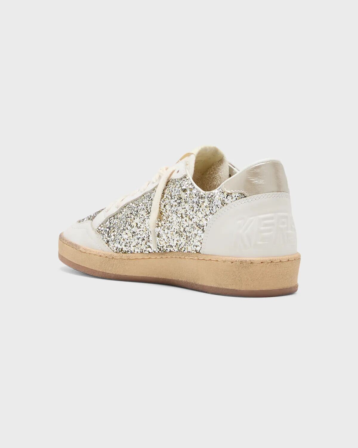 Кожаные низкие кеды с блестками Ballstar Golden Goose, цвет Platinum Milky White — фото 3