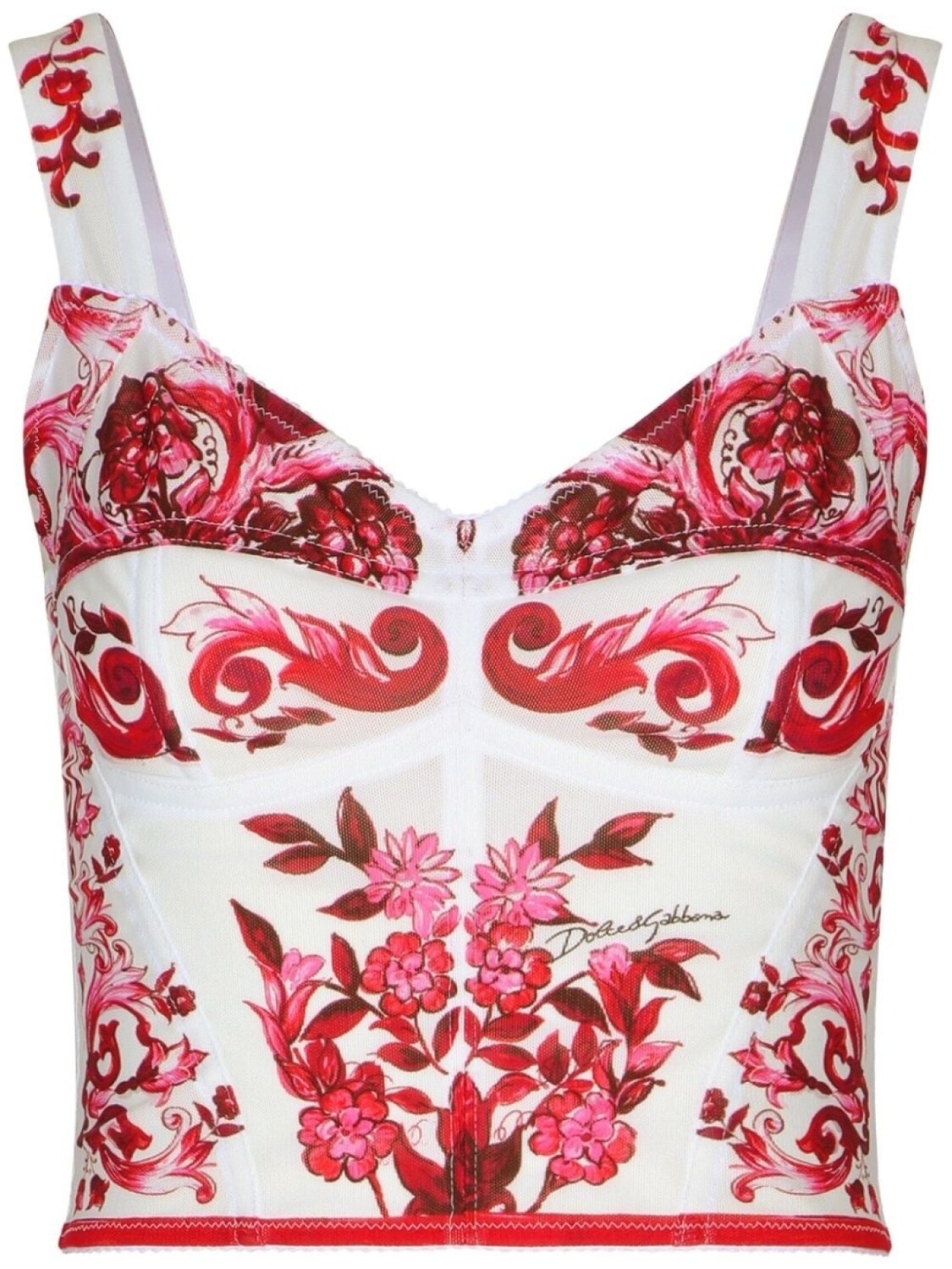 

Dolce & Gabbana топ-корсет с принтом Majolica, белый